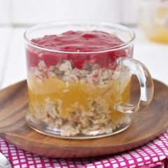 Clean bowl layered with ingredients.