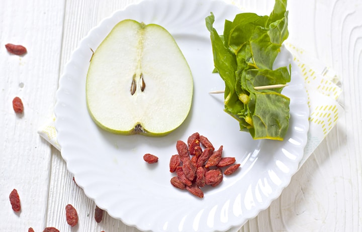 Produce on a white plate.