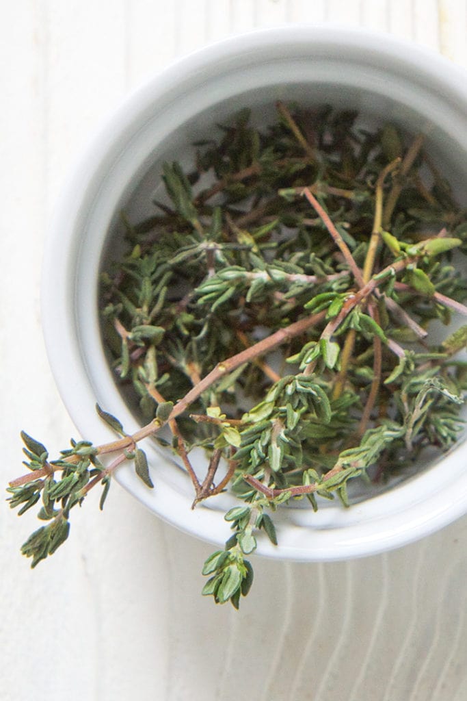 Thyme in a small bowl.