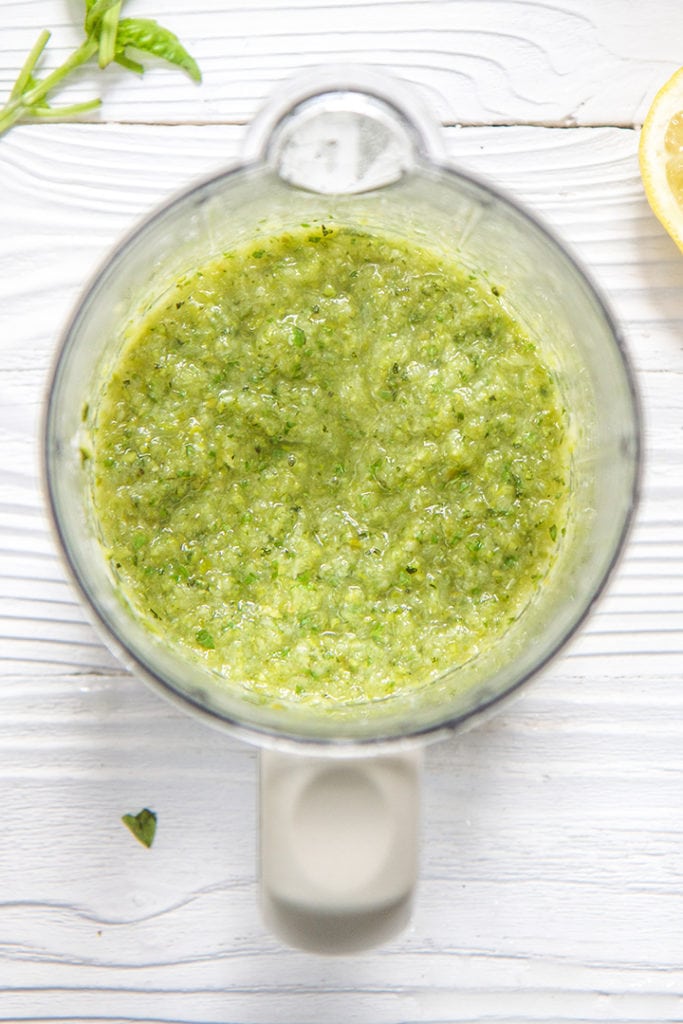 pureed green veggies turned into a sauce.