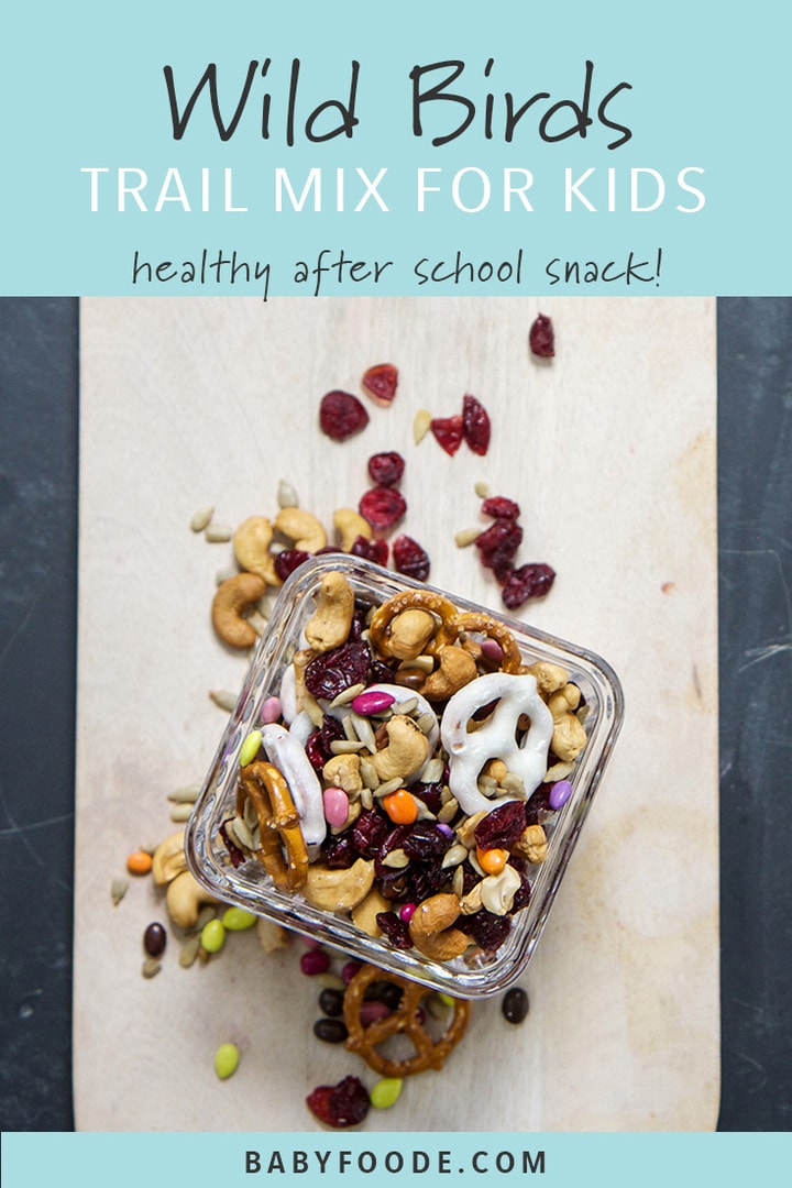 A container of kid-friendly tail mix. 