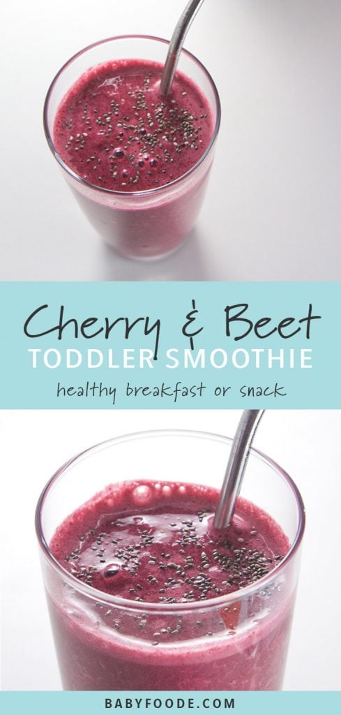 Pinterest collage for a cherry beet smoothie recipe.