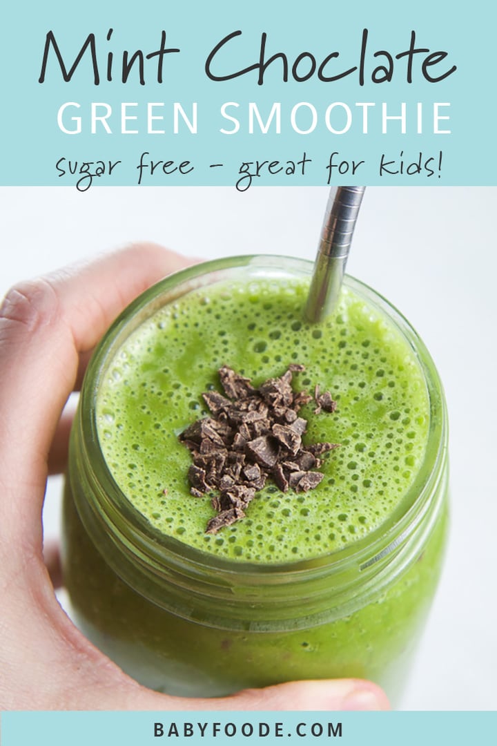 Pinterest image for a mint chocolate smoothie recipe.
