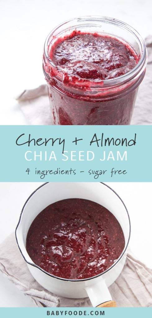 Pinterest image for sugar free cherry chia seed jam.