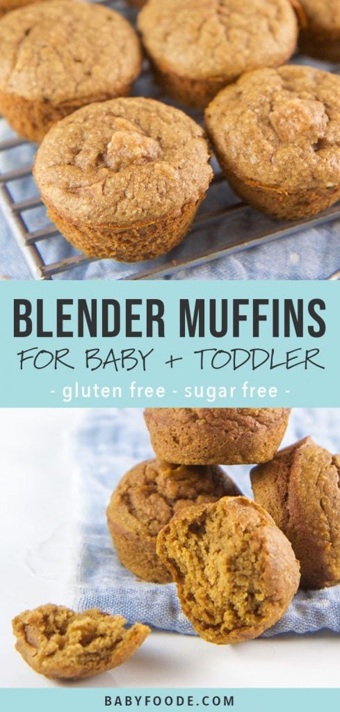 A collage of healthy sugar free and gluten free blender muffins for babies and toddlers.