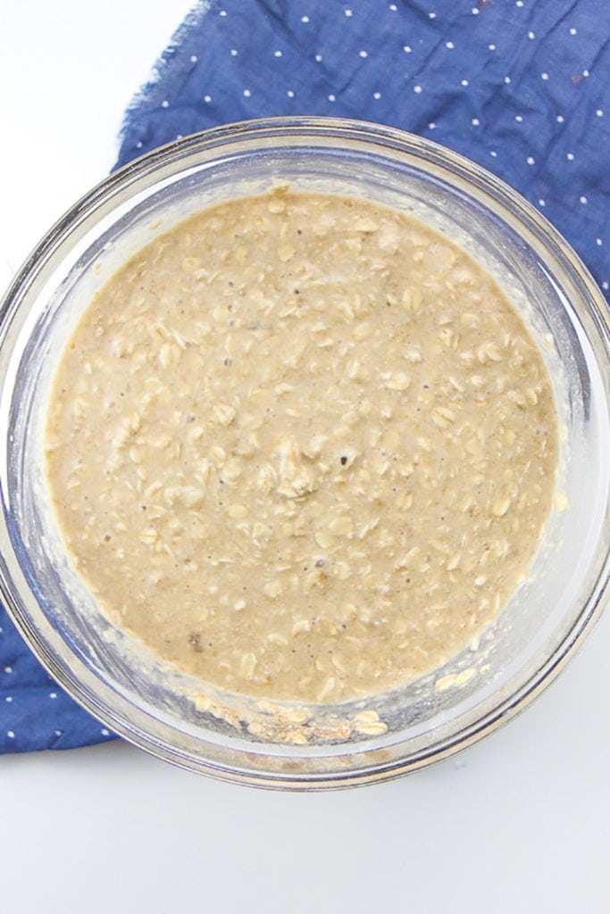 oats and ingredients in a bowl mixed up.