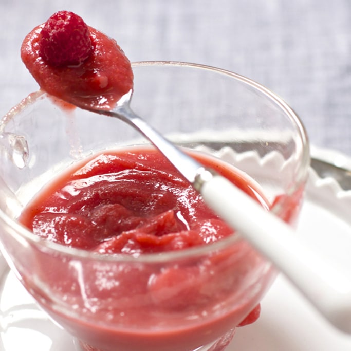 Baby food puree - raspberry.