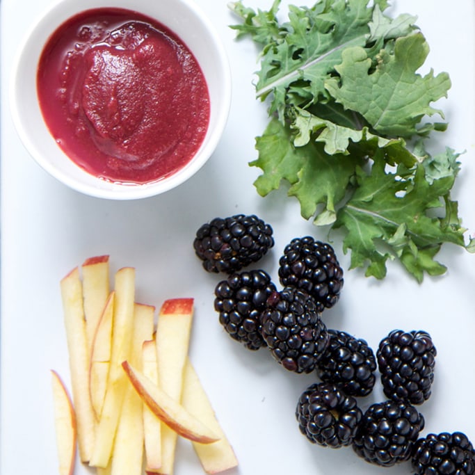 Layout of a baby food puree and all of it's produce that is in it.