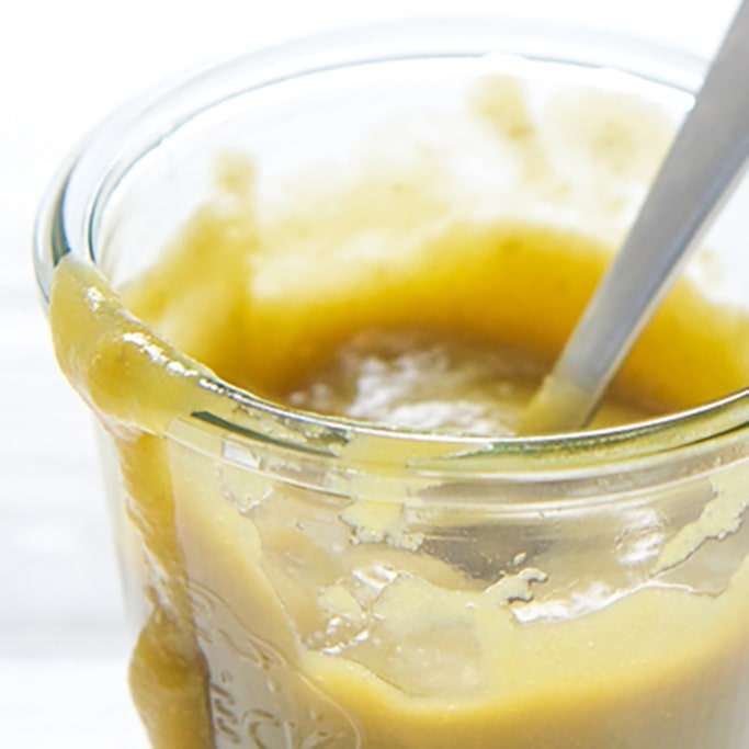 Baby breakfast idea - mango kale baby food puree. 