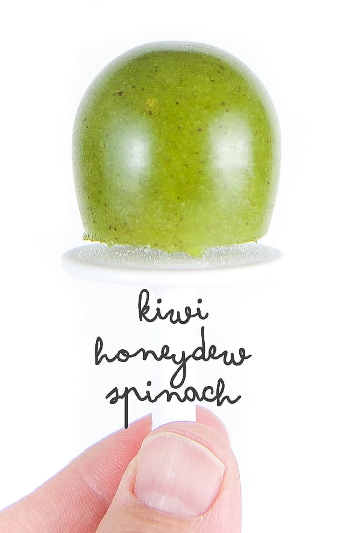 mini homemade popsicle for baby and toddler - kiwi, honeydew, spinach.