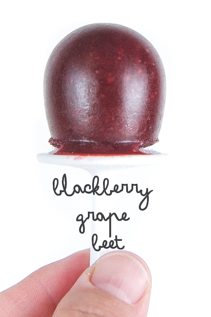 mini homemade popsicle for baby and toddler -blackberry, grape and beets.