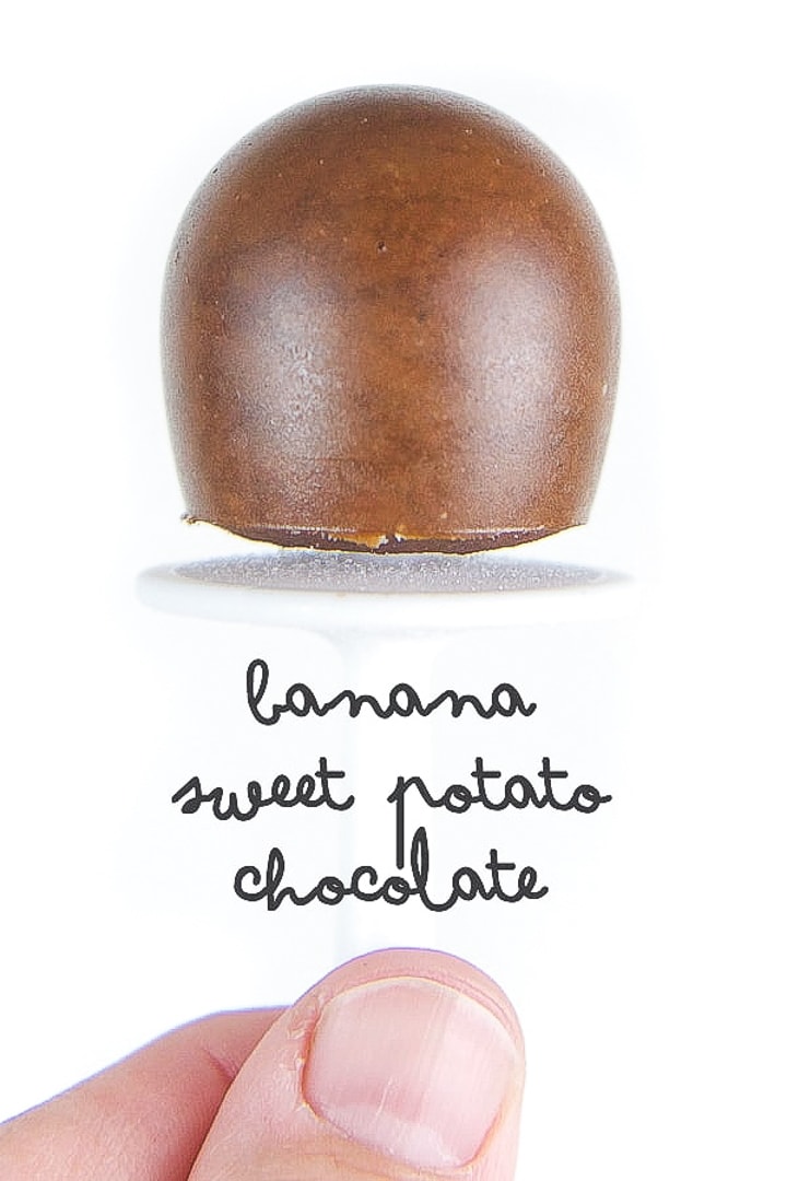mini homemade popsicle for baby and toddler - banana sweet potato chocolate.