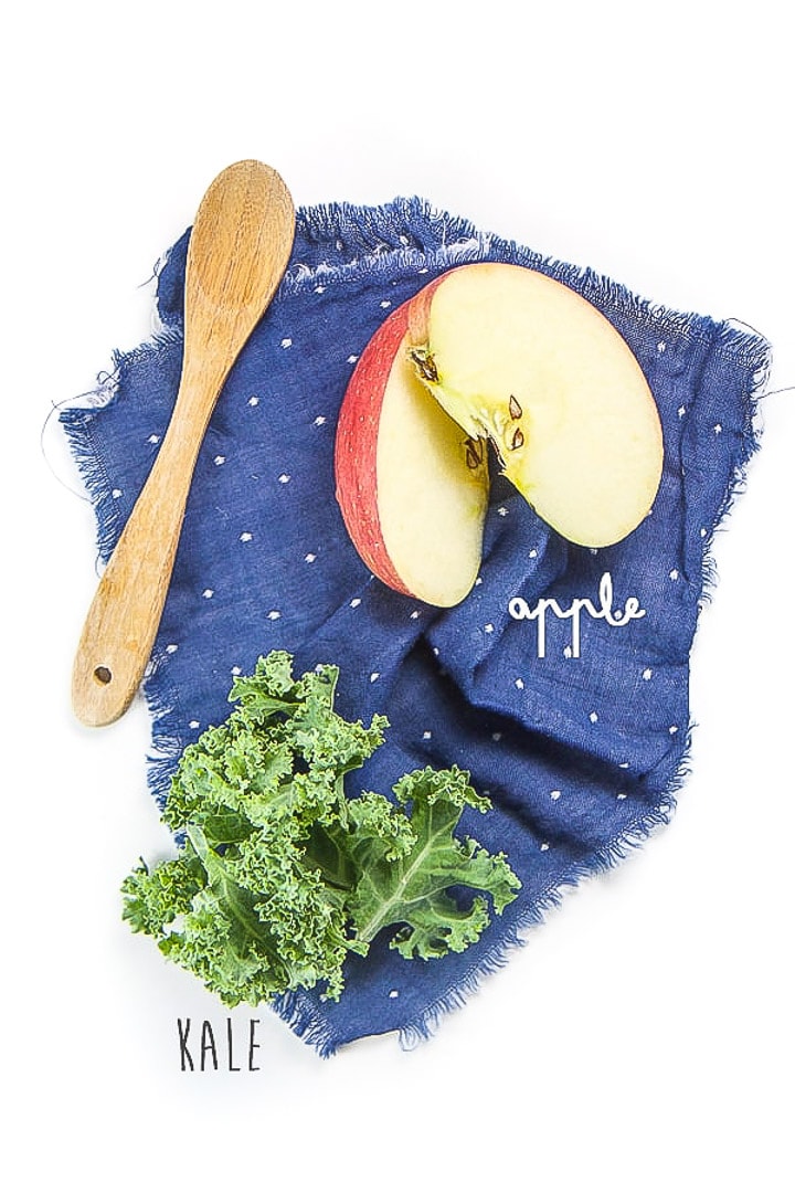 Ingredients on a blue cloth.