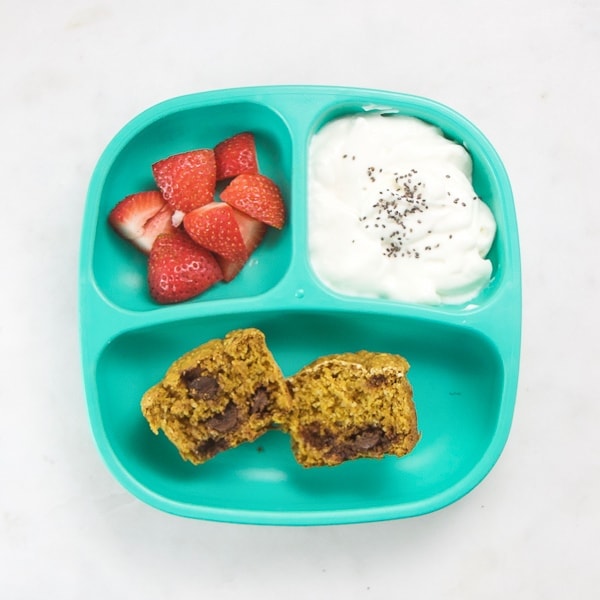 toddler plate filled with easy and health foods
