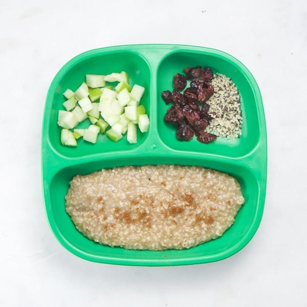 toddler plate with healthy breakfast foods