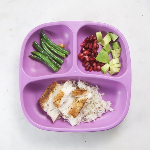 toddler dinner - fish and green beans