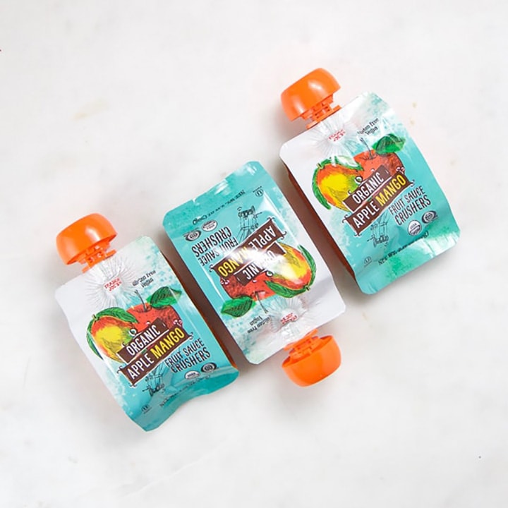 fruit pouches lined up.