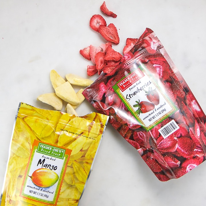 dried fruit spilling out of a bag for toddlers and kids
