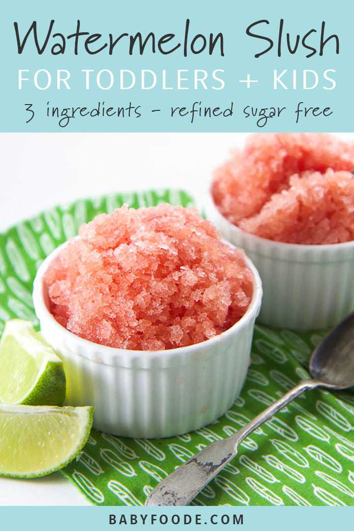 Watermelon slush on green patterned background with limes
