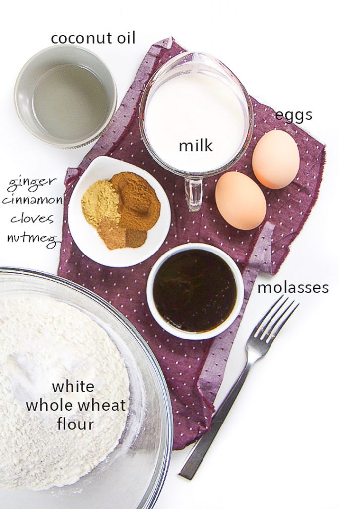 ingredients in a spread for gingerbread waffles.