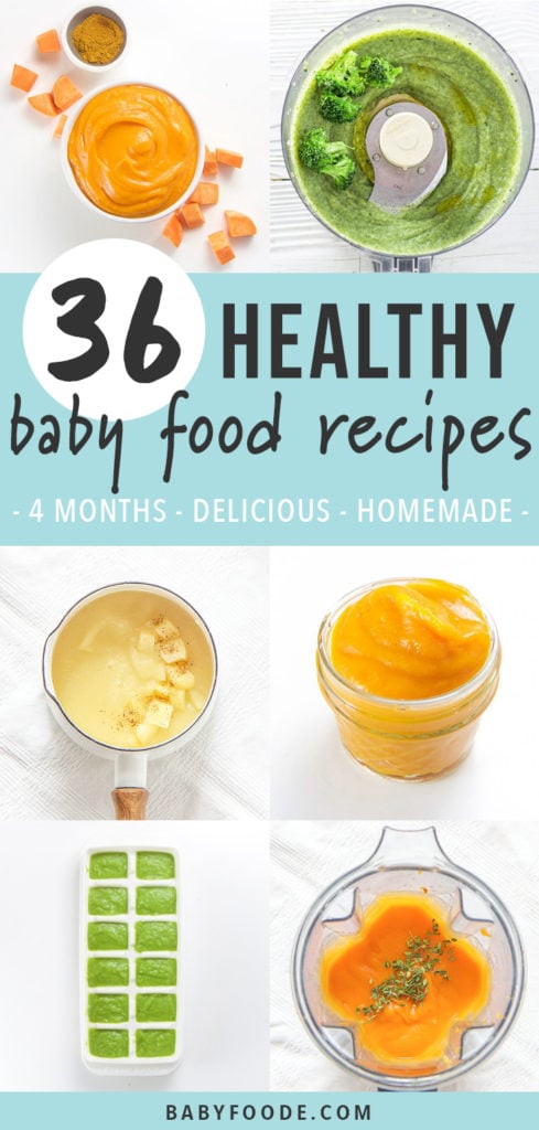 Pinterest image for a collection of healthy and homemade baby food recipes.