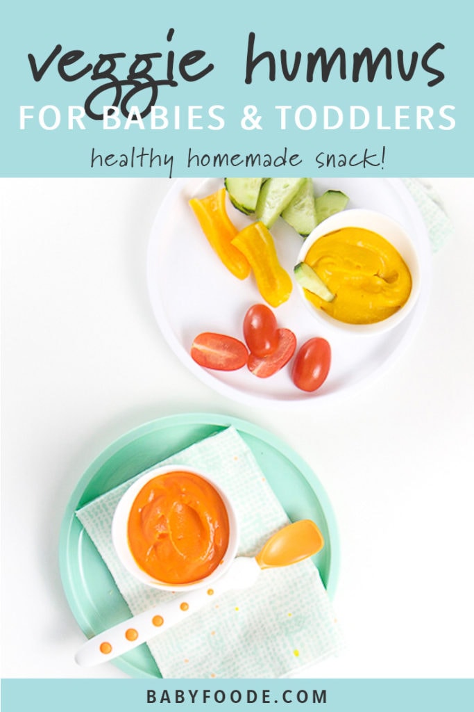 Pinterest image for homemade veggie hummus recipe.
