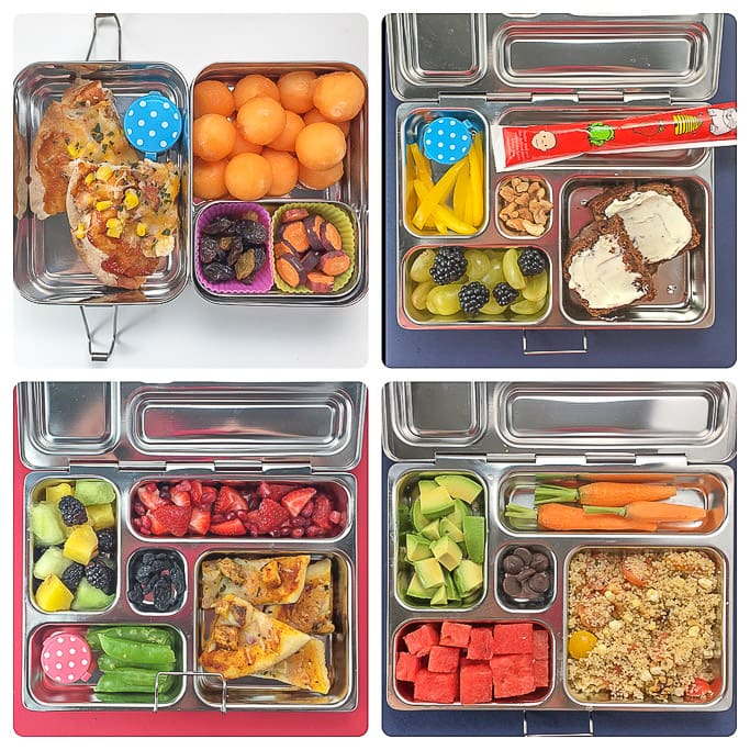 4 school lunches in a grid.