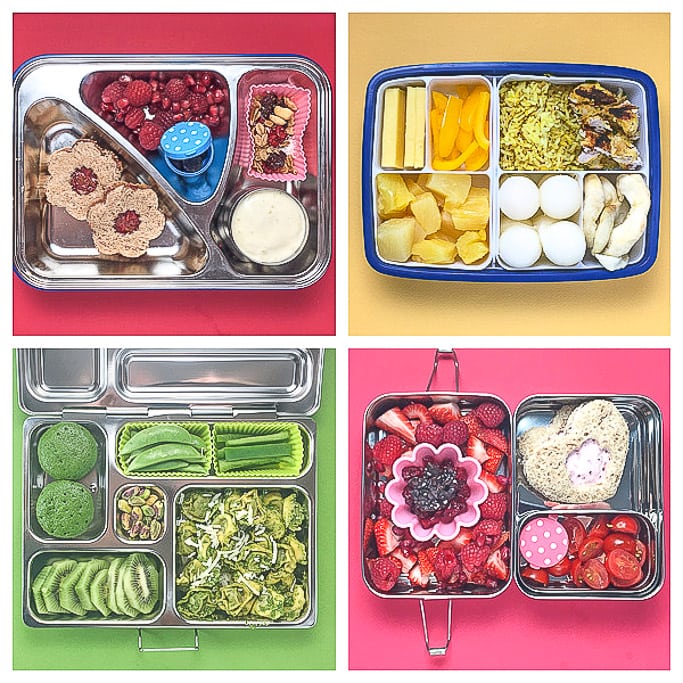 4 colorful and healthy school lunches for toddlers and preschoolers.