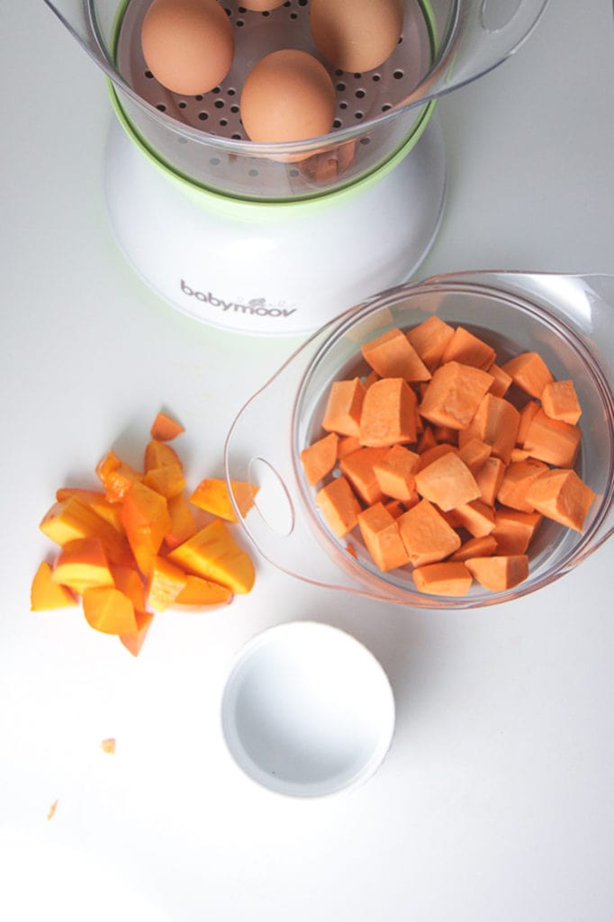Produce in and around a baby food maker.
