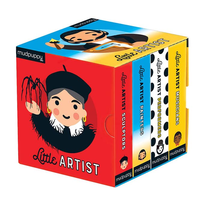 A set of books featuring different artists.