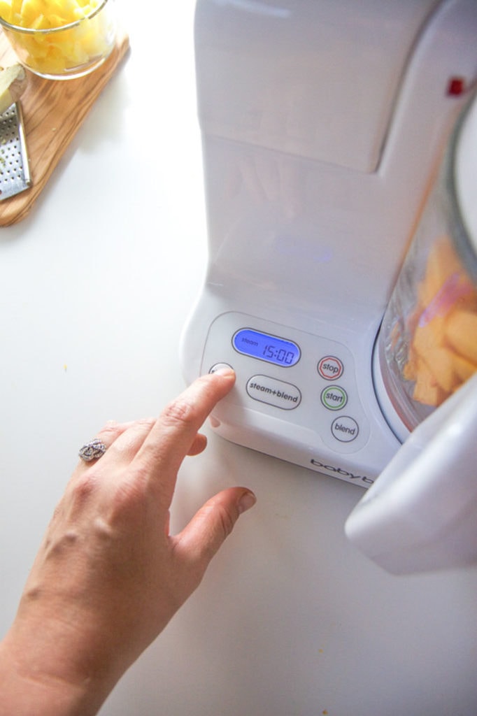 baby food making machine in action.