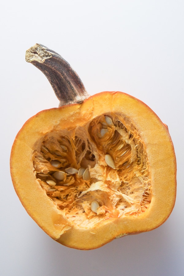 pumpkin cut in half.