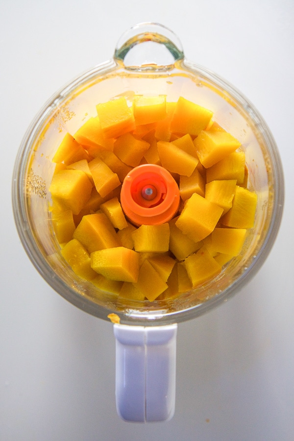 steamed pumpkin inside of the machine.