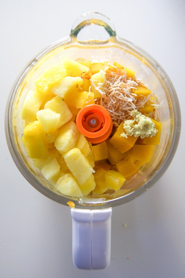 all ingredients inside a baby food machine.