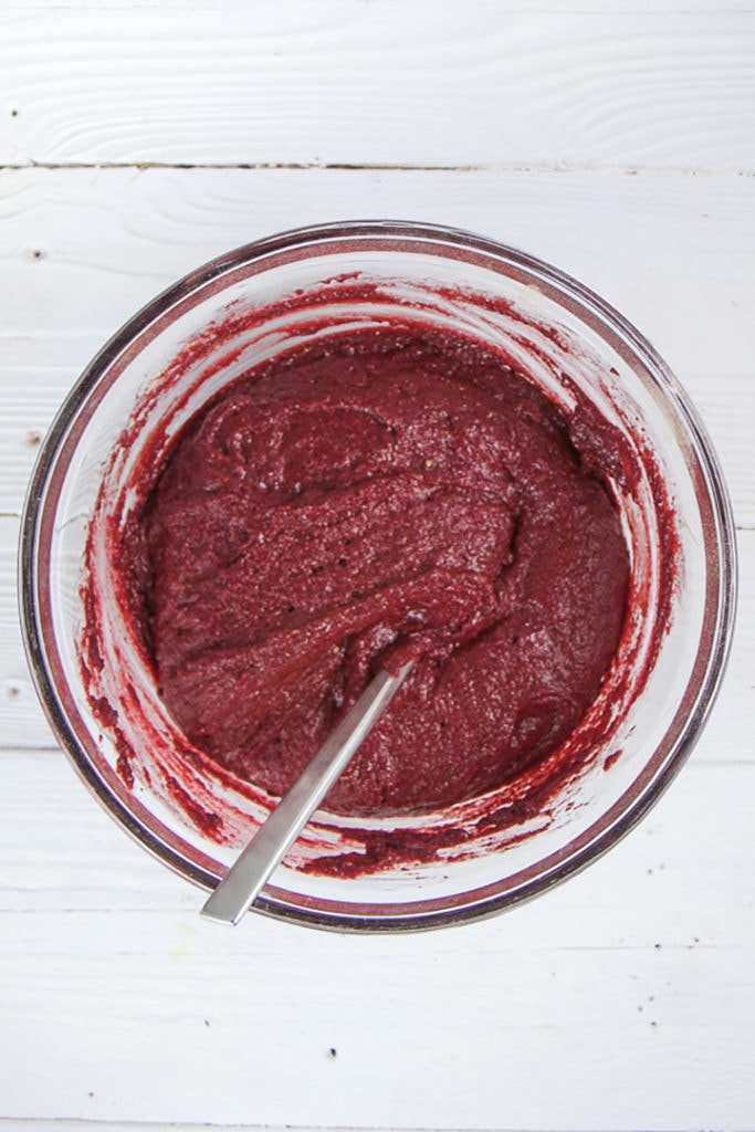 Bowl full of healthy muffin mix.