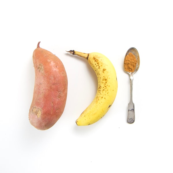 Spread of produce on a white background.