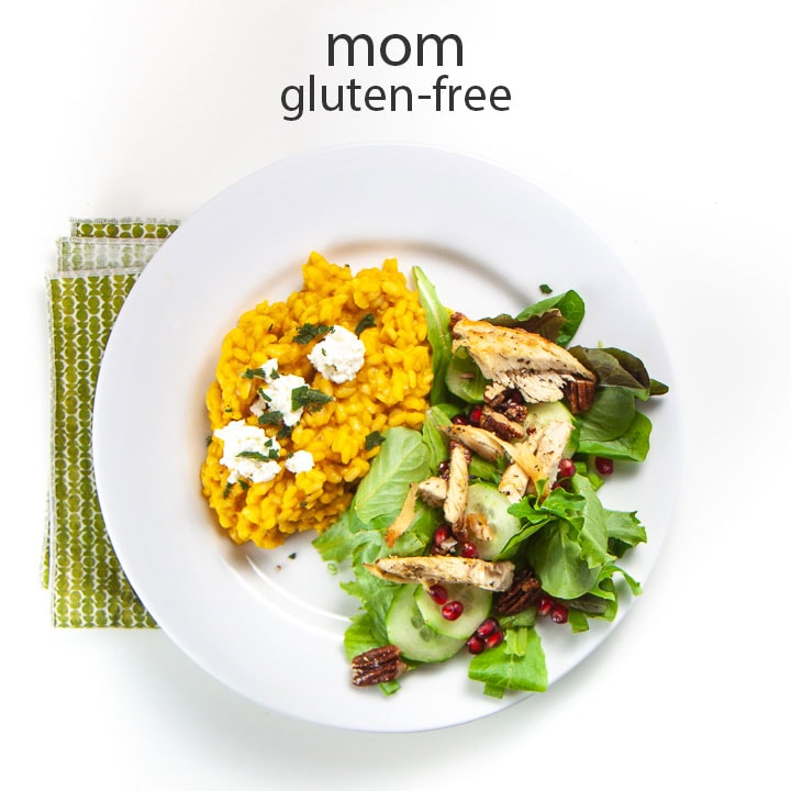 Plate full of food for mom - gluten free.