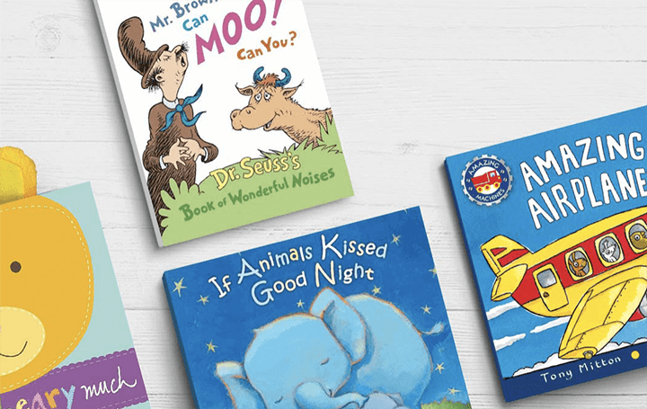 Spread of toddler books.