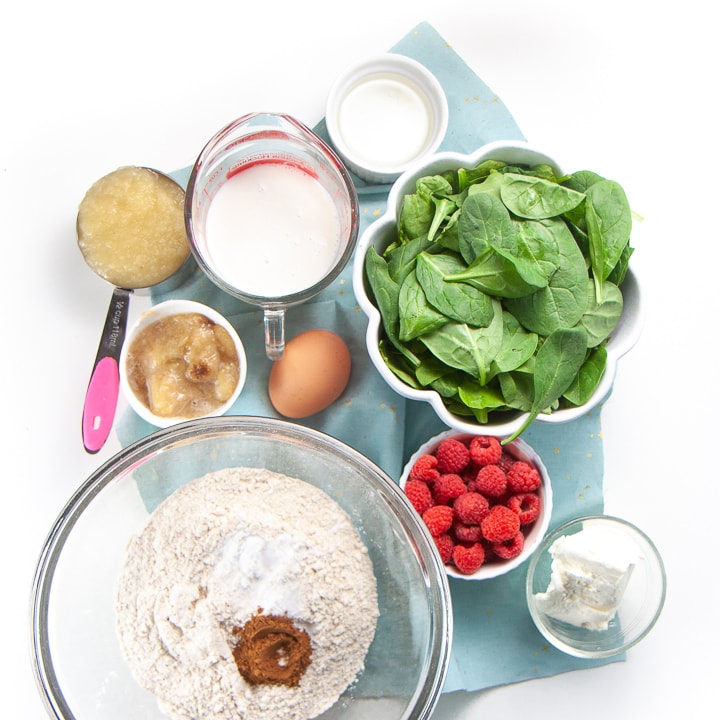 Spread of ingredients to make mini grinch muffins.