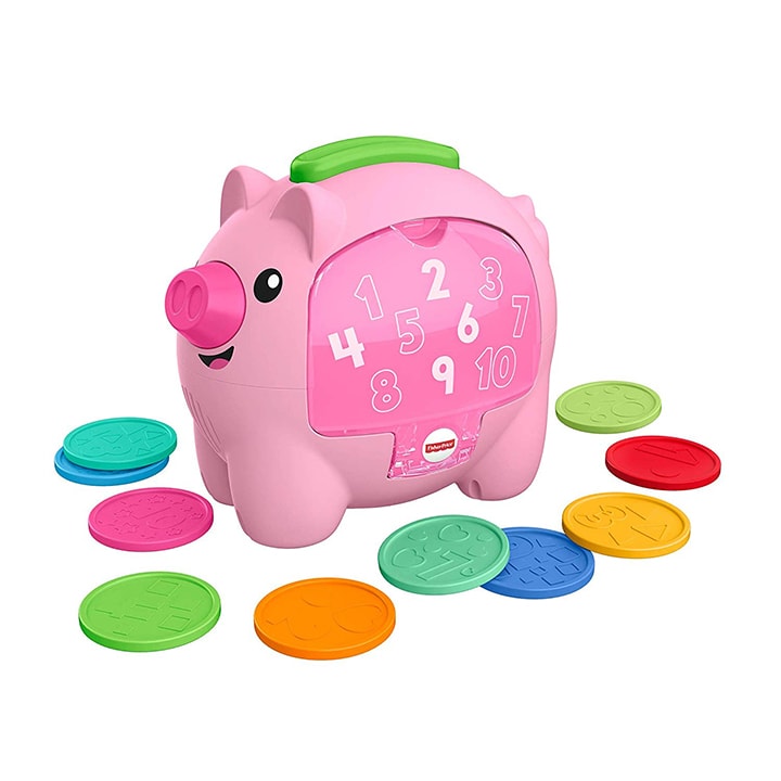A pink piggy bank for toddler