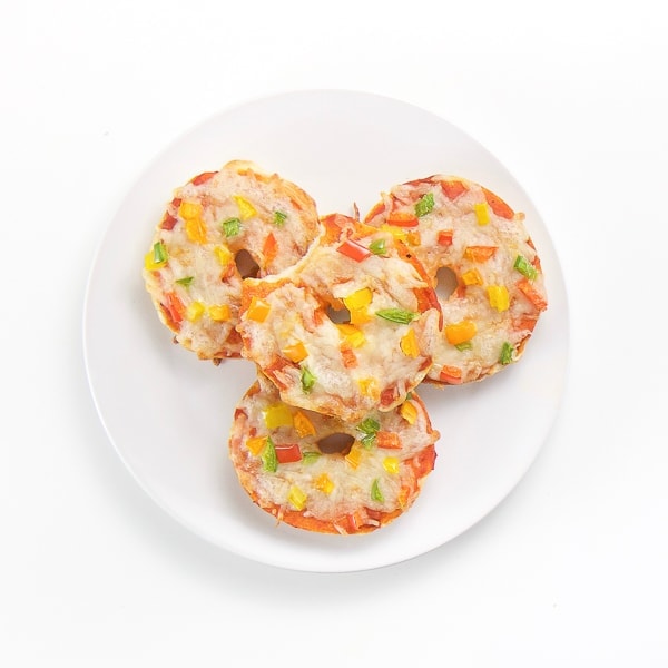 bagel pizza with peppers for baby led weaning