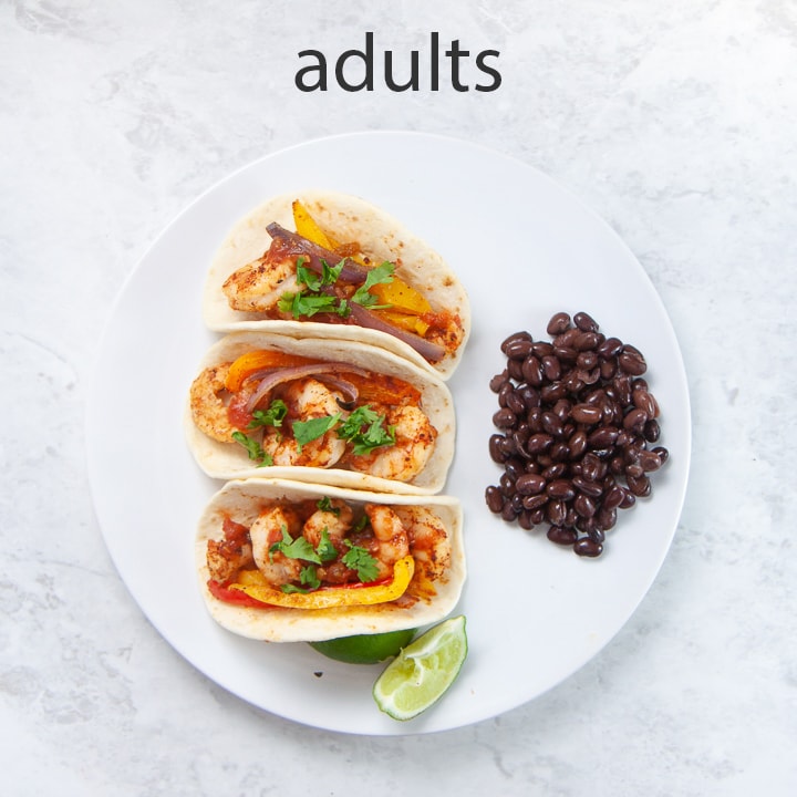 3 shrimp tacos for adults dinner.