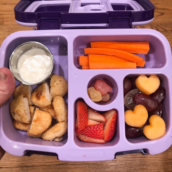 Kids lunch made with foods that I family meal prep.