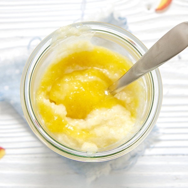 easy rice pudding with mango for baby's stage 3 meal.