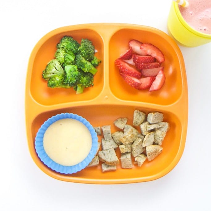 chopped meatballs with dip for toddle lunch