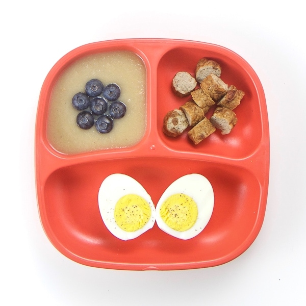 toddler breakfast - eggs and sausage