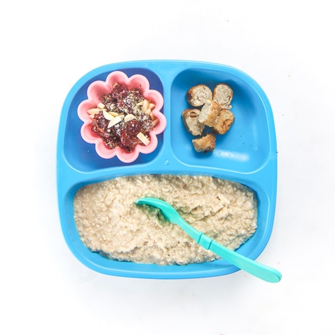 oatmeal with diy add ins for toddler breakfast
