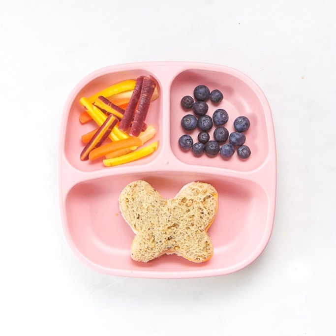 toddler cut sandwich with fruit and veggies for lunch idea