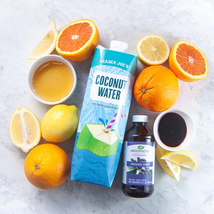 Ingredients for sore throat popsicles.