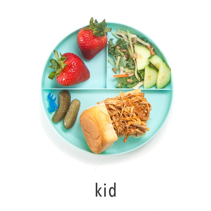 Kid plate shows how to serve this to kids.